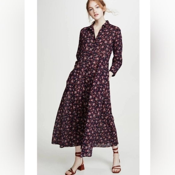 XiRENA Pink and Black Long Sleeve V-Neck Sundress - Picture 1 of 15